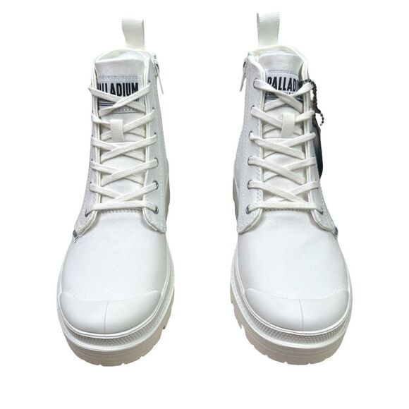 Palladium Pallabase Twill Round Toe Lace-Up Boots - Size 8 - Star White - Picture 2 of 12